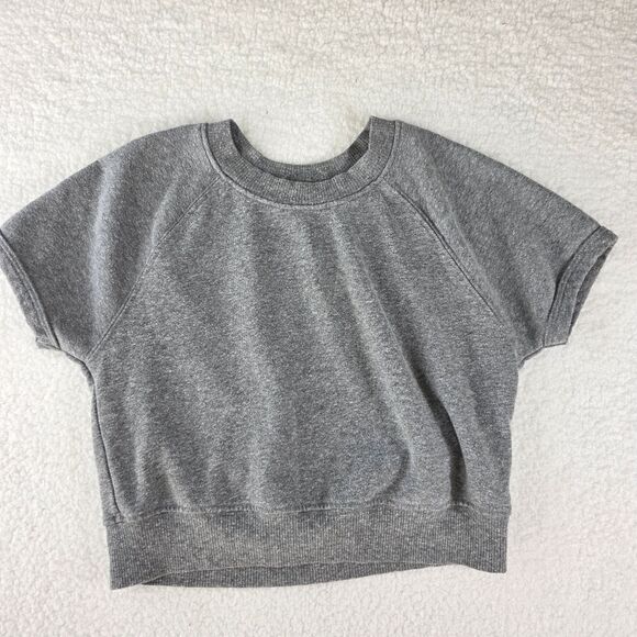T.la Heather Gray Cropped Crewneck Pullover Short-Sleeved Top Size XXS - Picture 11 of 13